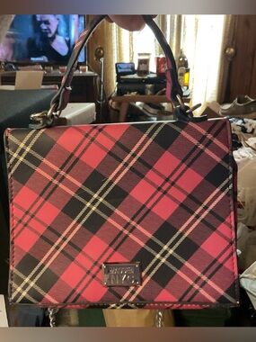 MADDEN NYC Plaid Top-Handle Women’s Bag in Pink and Black